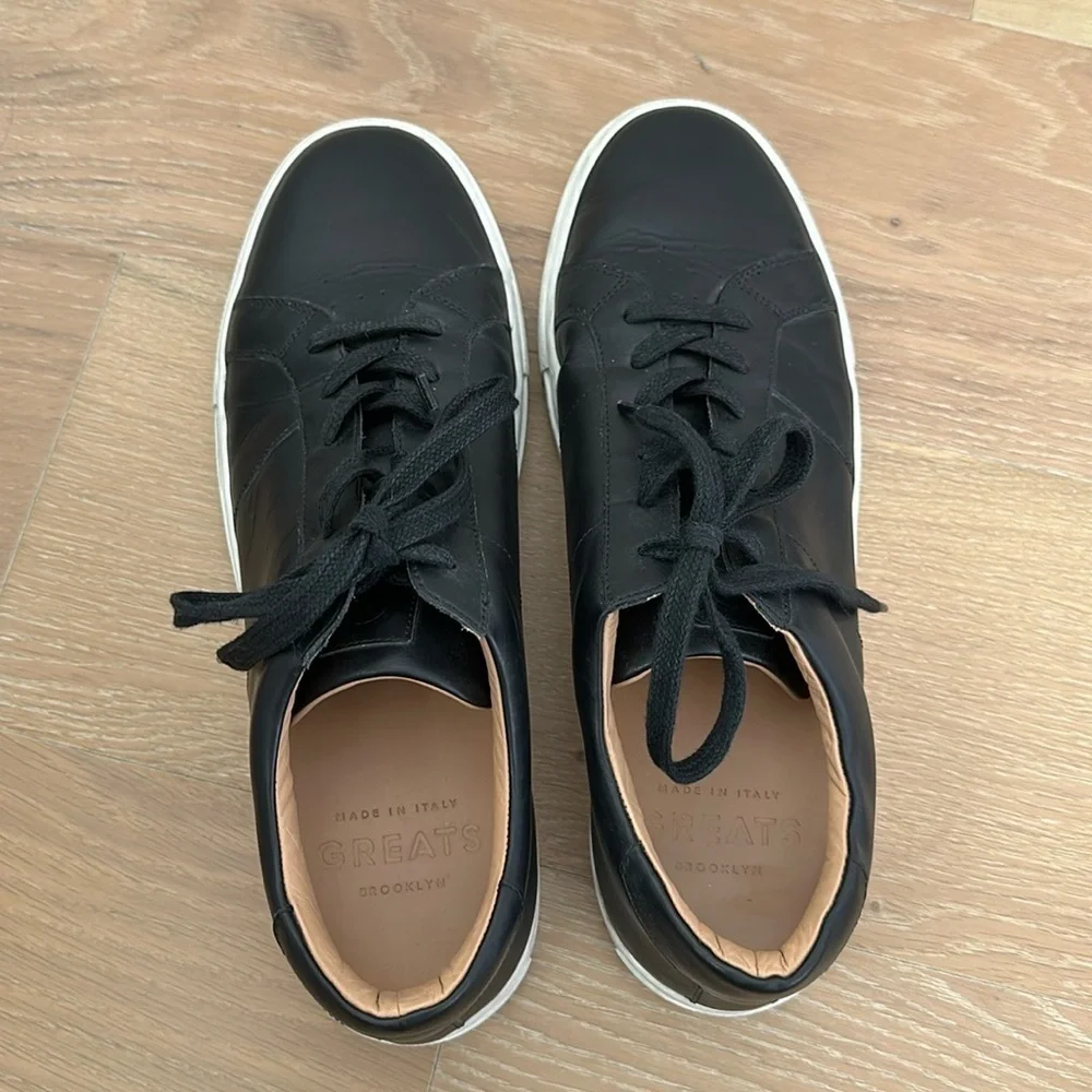 GREATS Men’s Royal Sneaker Black White Italian Leather Casual Shoes Size 11